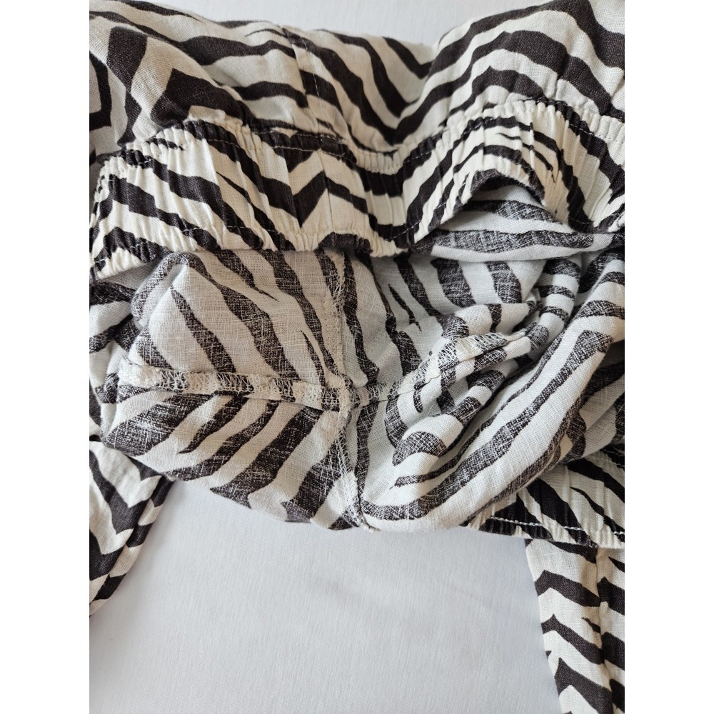 Tahari Brown Striped Zebra Tiger Print Cropped Linen Pants S - Picture 8 of 16